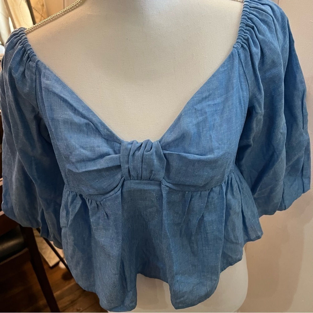 ZARA linen blend knotted top (L) - Picture 15 of 17